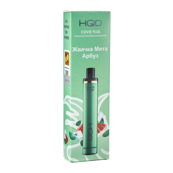 Одноразовая электронная сигарета HQD Cuvie Plus bubblewater (Жвачка мята арбуз) 1200 затяжек в Уфе
