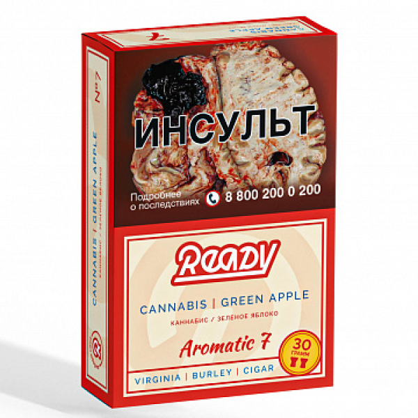 Табак READY №7 CANNABIS GREEN APPLE (Травяной Зелёное яблоко) 30 гр в Уфе