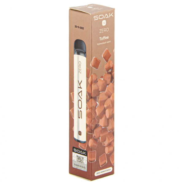 SOAK X ZERO Toffee 1500 затяжек (без никотина) в Уфе