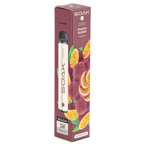 SOAK X ZERO Passion bubble 1500 затяжек (без никотина) в Уфе