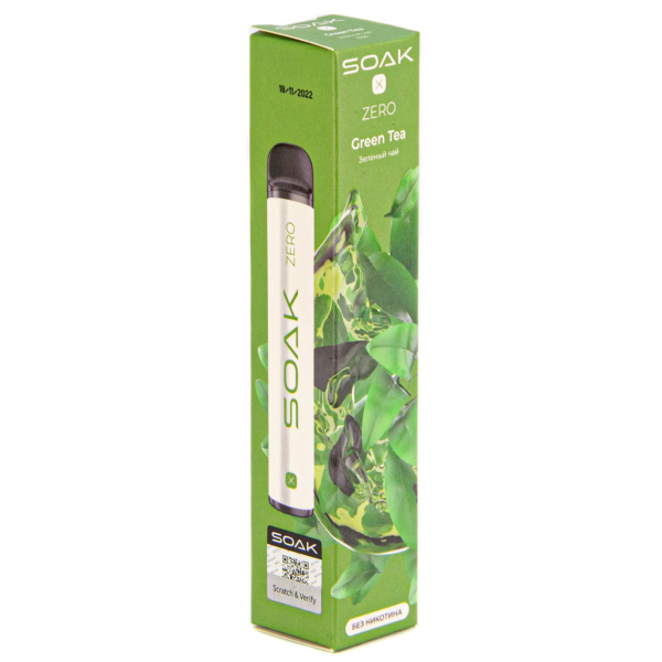 SOAK X ZERO Green tea 1500 затяжек (без никотина) в Уфе