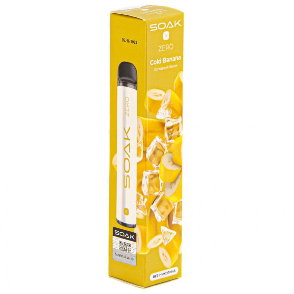SOAK X ZERO Cold banana 1500 затяжек (без никотина) в Уфе