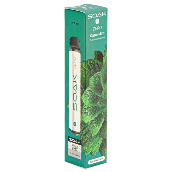 SOAK X ZERO Cane mint 1500 затяжек (без никотина) в Уфе