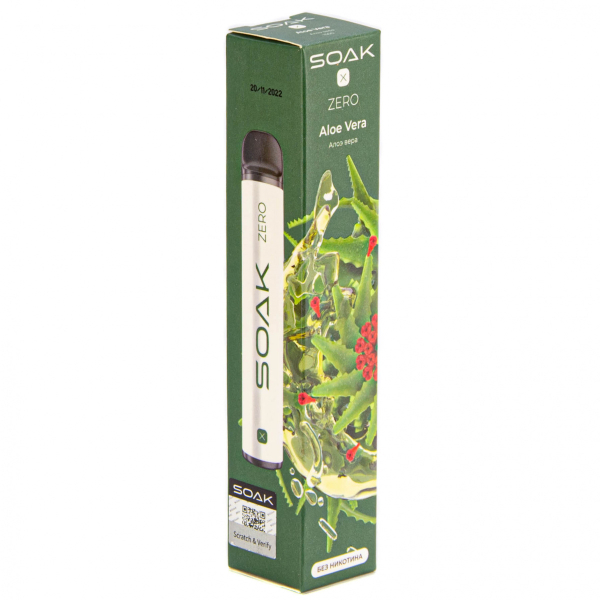 SOAK X ZERO Aloe vera 1500 затяжек (без никотина) в Уфе