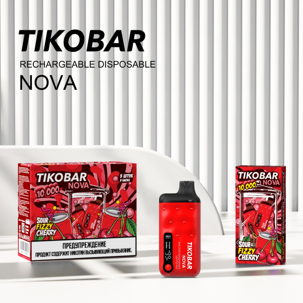 Электронка Tikobar Nova Кислая Вишневая Шипучка 10000 Затяжек в Уфе
