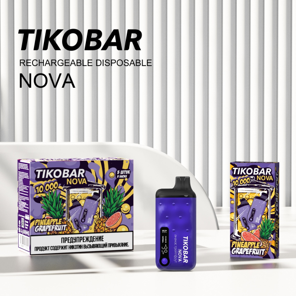 Электронка Tikobar Nova Ананас Грейпфрут 10000 Затяжек в Уфе