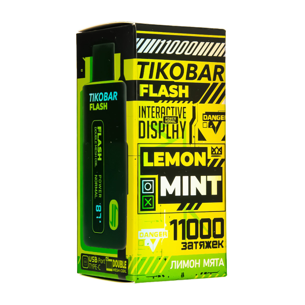 Электронка Tikobar Flash Лимон Мята 11000 Затяжек в Уфе