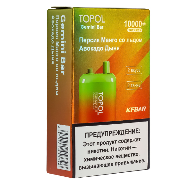 Электронка Topol Gemini Bar Peach Mango Ice | Avocado Melon 10000 тяг в Уфе